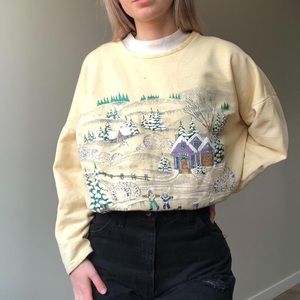 Yellow crew / cowl neck sweater